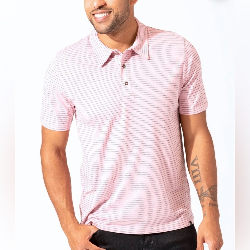 Threads 4 Thought STRIPE TRIBLEND JERSEY POLO Size XS NEW